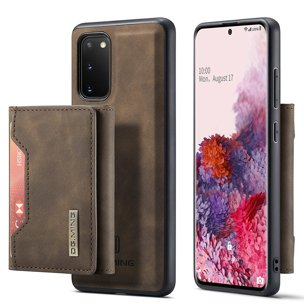 DG.MING M2 Series Wireless Charging Detachable Wallet 2-in-1 Shockproof Hybrid Phone Cover Shell with Horizontal-Viewing Kickstand for Samsung Galaxy S20 4G/S20 5G