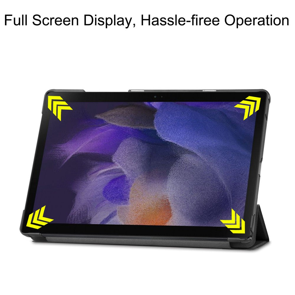 For Samsung Galaxy Tab A8 10.5 (2021) / A8 10.5 (2022) Trifold Stand PU Leather Hard PC Inner Shockproof Protective Tablet Cover
