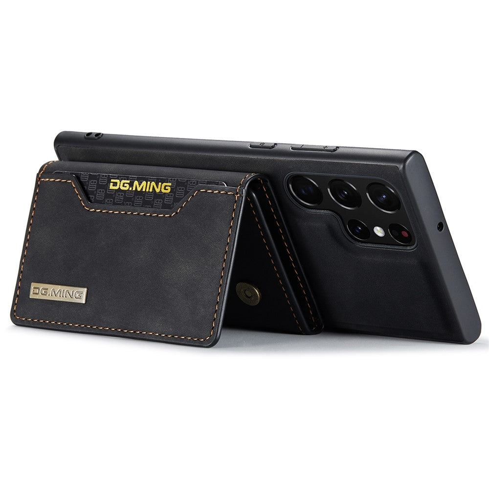 DG.MING M2 Series Anti-fall Magnetic 2-in-1 Wallet Phone Case Shockproof Phone Protector Support Wireless Charging for Samsung Galaxy S22 Ultra 5G