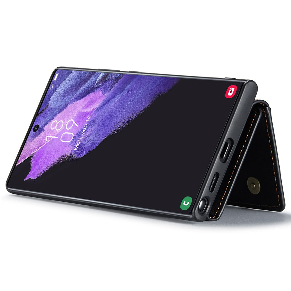 DG.MING M2 Series Anti-fall Magnetic 2-in-1 Wallet Phone Case Shockproof Phone Protector Support Wireless Charging for Samsung Galaxy S22 Ultra 5G