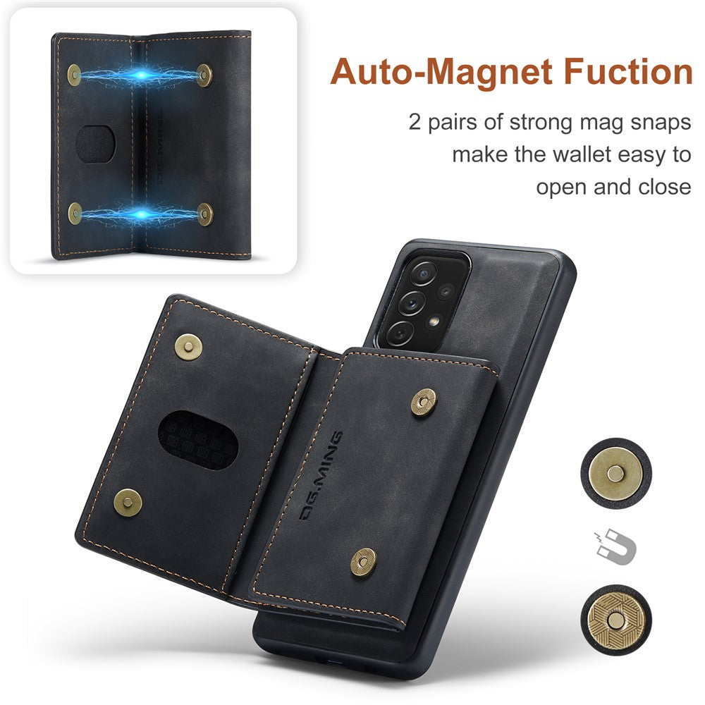 DG.MING M2 Series Detachable Wallet Phone Case 2-in-1 Wireless Charging All-Inclusive Hybrid Phone Protector for Samsung Galaxy A73 5G
