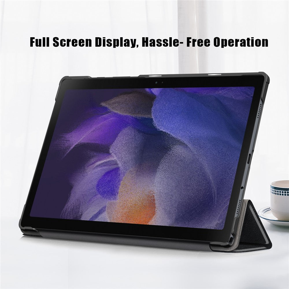 For Samsung Galaxy Tab A8 10.5 (2021) / A8 10.5 (2022) Anti-Fall Light Thin Premium Tri-Fold Stand Auto Wake / Sleep PU Leather Tablet Case Cover