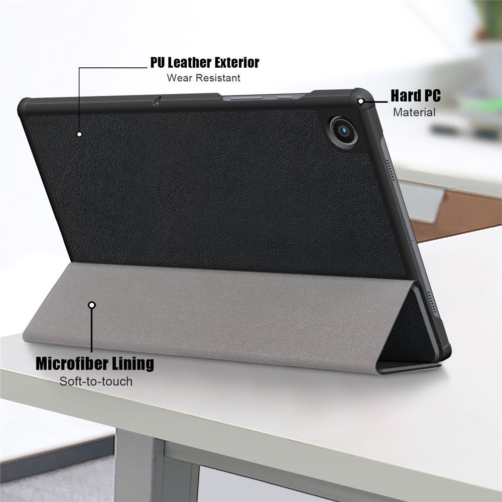 For Samsung Galaxy Tab A8 10.5 (2021) / A8 10.5 (2022) Anti-Fall Light Thin Premium Tri-Fold Stand Auto Wake / Sleep PU Leather Tablet Case Cover