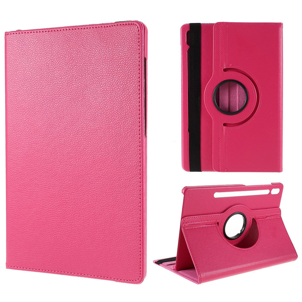 For Samsung Galaxy Tab S10 FE / S9 FE / S9 / S8 / S7 Tablet Case Rotary Stand PU Leather Cover with Elastic Band