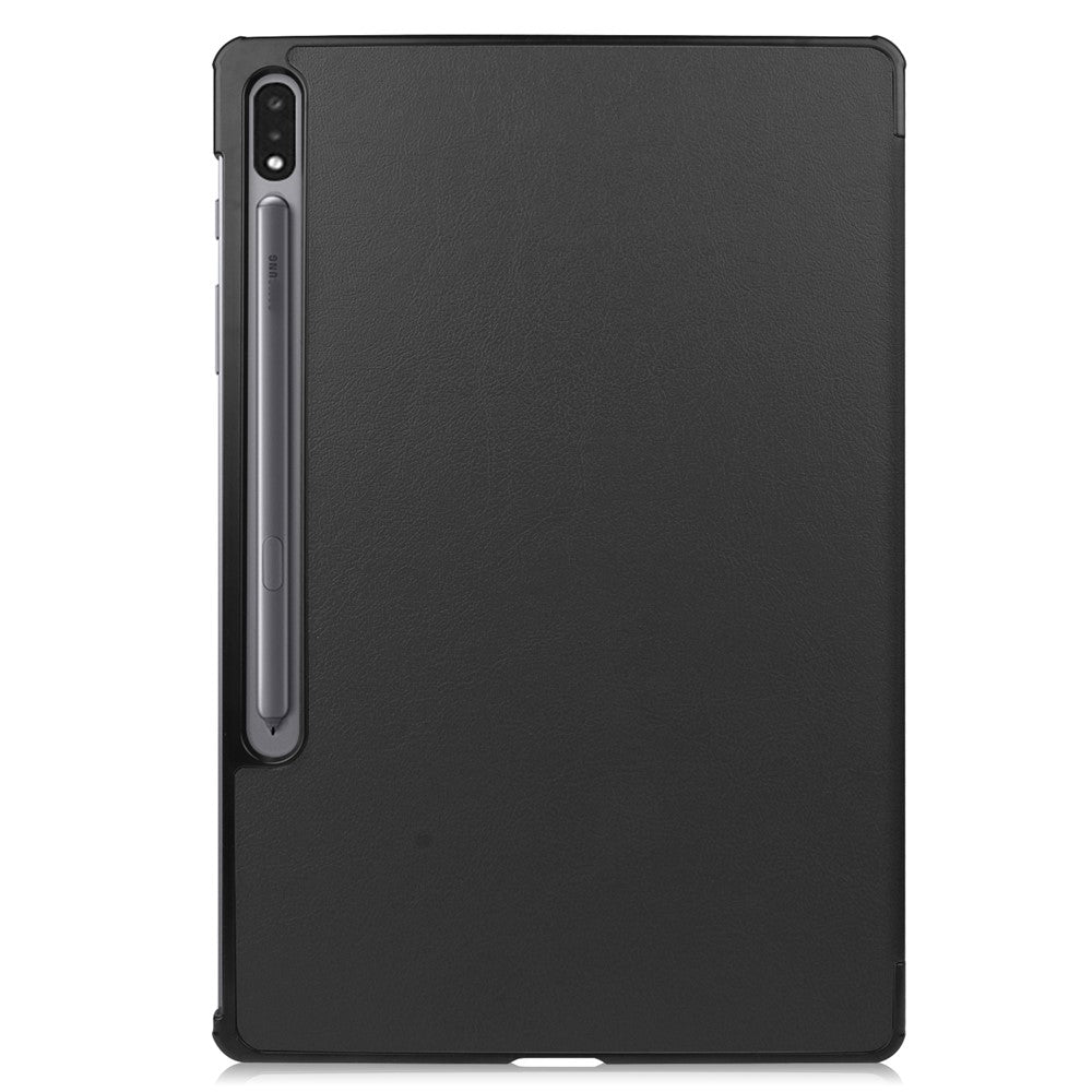For Samsung Galaxy Tab S8+ PU Leather Trifold Stand Cover with Pencil Holder and Auto Sleep/Wake, Pencil Charging Supported