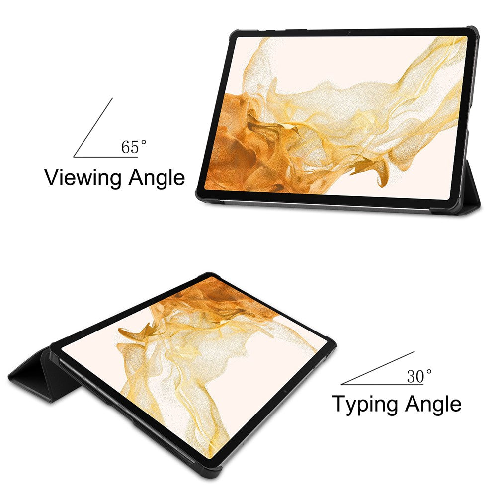 For Samsung Galaxy Tab S8+ PU Leather Trifold Stand Cover with Pencil Holder and Auto Sleep/Wake, Pencil Charging Supported