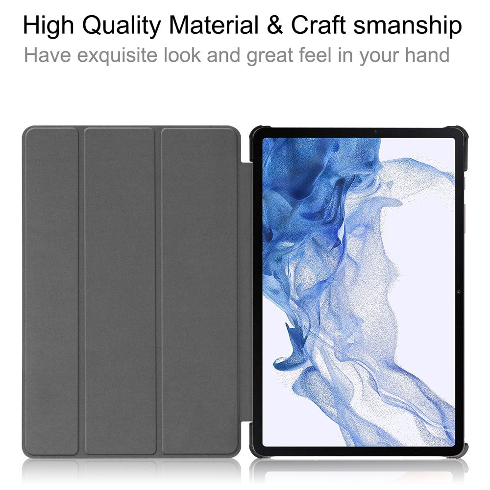 For Samsung Galaxy Tab S8 Auto Sleep/Wake PU Leather Trifold Stand Anti-scratch Protective Cover with Pencil Holder
