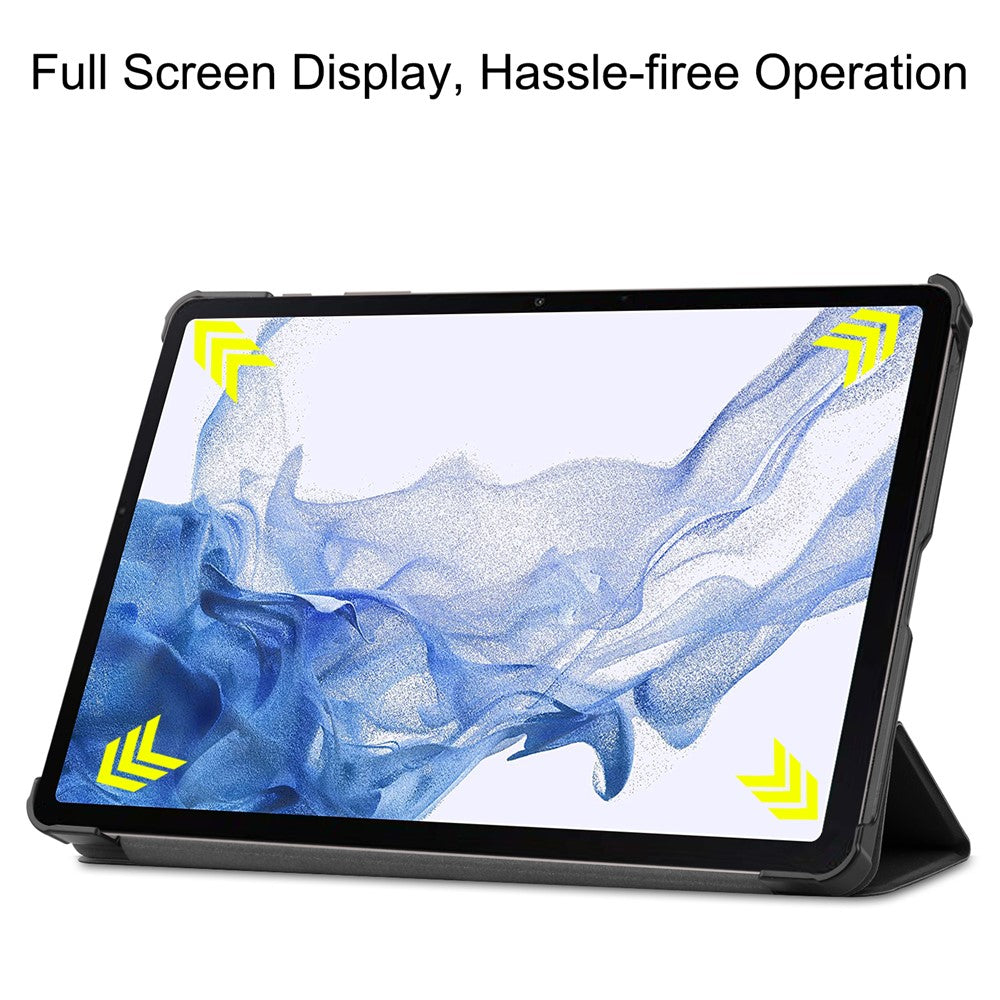 For Samsung Galaxy Tab S8 Auto Sleep/Wake PU Leather Trifold Stand Anti-scratch Protective Cover with Pencil Holder