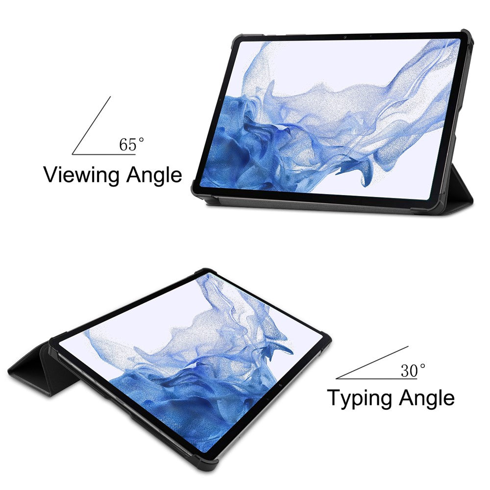 For Samsung Galaxy Tab S8 Auto Sleep/Wake PU Leather Trifold Stand Anti-scratch Protective Cover with Pencil Holder