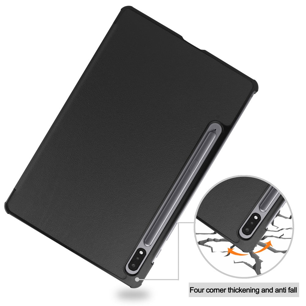 For Samsung Galaxy Tab S8 Auto Sleep/Wake PU Leather Trifold Stand Anti-scratch Protective Cover with Pencil Holder