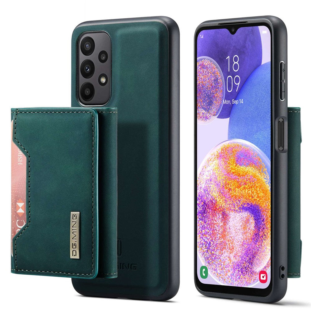 DG.MING M2 Series for Samsung Galaxy A23 5G (Global Version) / 4G Anti-scratch Anti-drop Wallet Style Magnetic 2-in-1 Phone Case Support Wireless Charging Shell