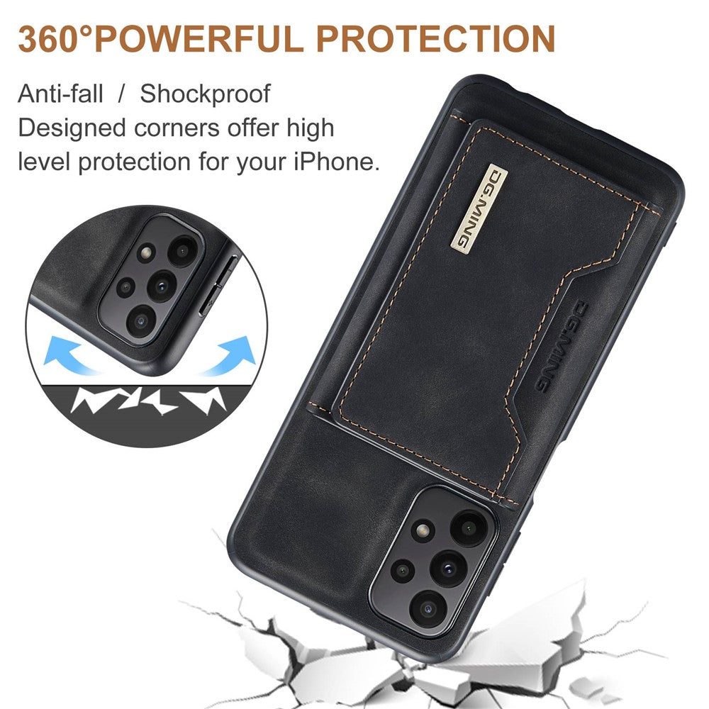 DG.MING M2 Series for Samsung Galaxy A23 5G (Global Version) / 4G Anti-scratch Anti-drop Wallet Style Magnetic 2-in-1 Phone Case Support Wireless Charging Shell