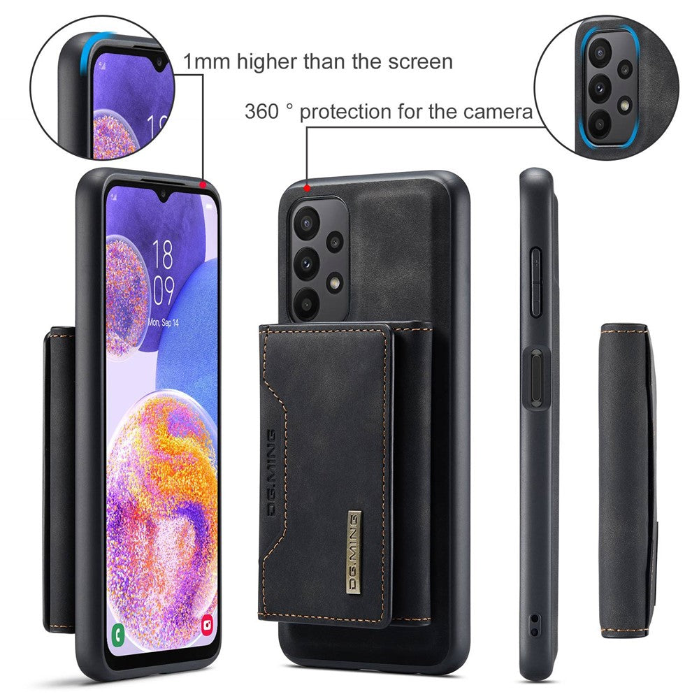 DG.MING M2 Series for Samsung Galaxy A23 5G (Global Version) / 4G Anti-scratch Anti-drop Wallet Style Magnetic 2-in-1 Phone Case Support Wireless Charging Shell