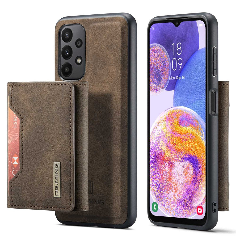DG.MING M2 Series for Samsung Galaxy A23 5G (Global Version) / 4G Anti-scratch Anti-drop Wallet Style Magnetic 2-in-1 Phone Case Support Wireless Charging Shell