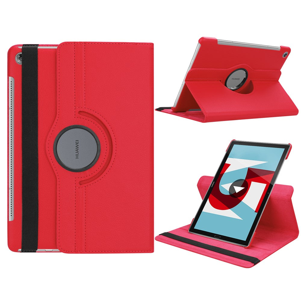 Litchi Grain Leather Stand Protective Shell for Huawei Mediapad M5 10 / M5 10 (Pro) with Elastic Band