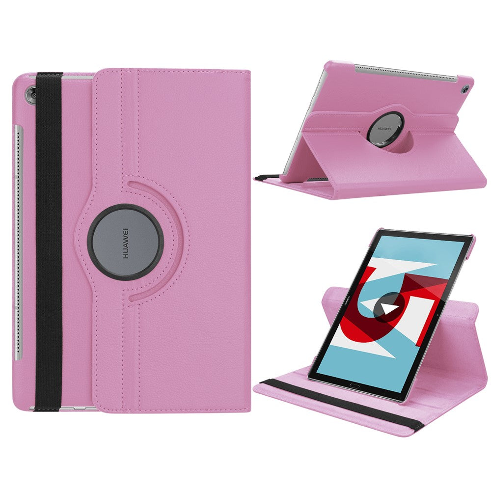 Litchi Grain Leather Stand Protective Shell for Huawei Mediapad M5 10 / M5 10 (Pro) with Elastic Band