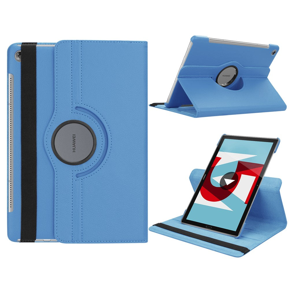 Litchi Grain Leather Stand Protective Shell for Huawei Mediapad M5 10 / M5 10 (Pro) with Elastic Band