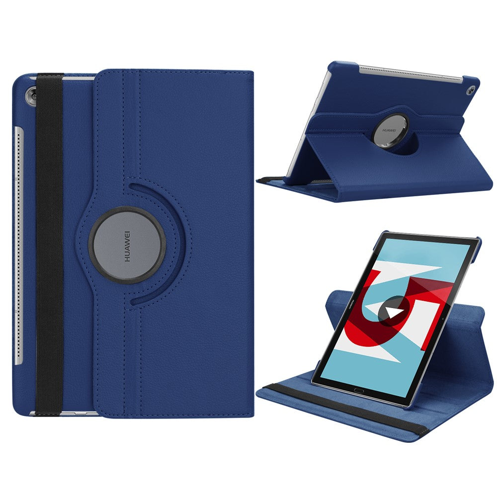 Litchi Grain Leather Stand Protective Shell for Huawei Mediapad M5 10 / M5 10 (Pro) with Elastic Band