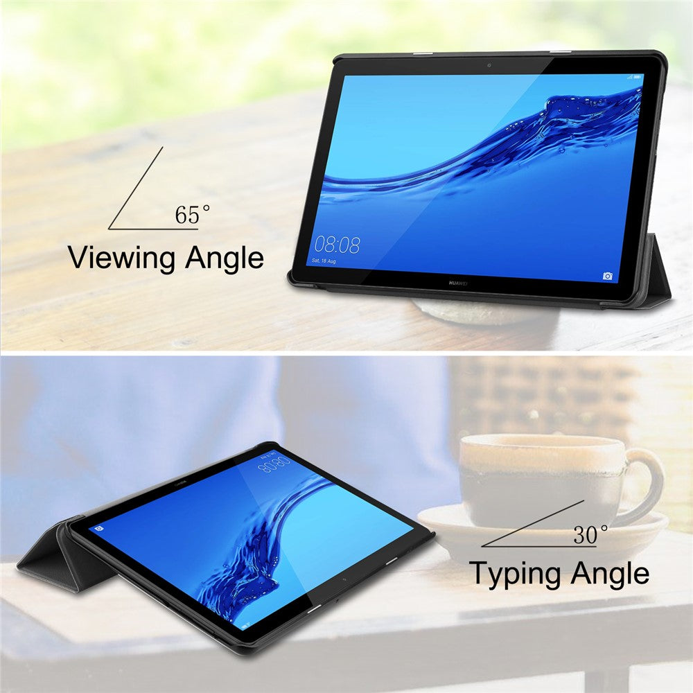 For Huawei Mediapad T5 Cover Trifold Stand PU Leather Tablet Case