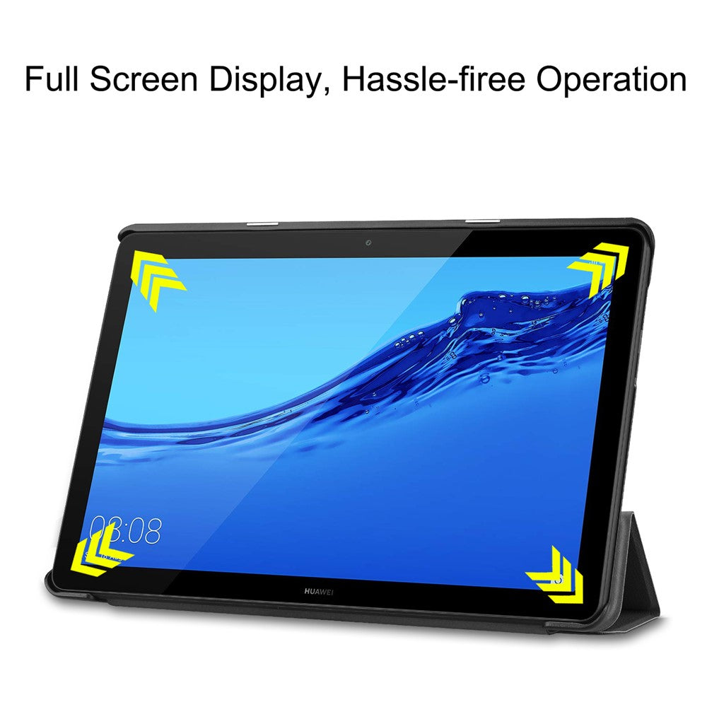 For Huawei Mediapad T5 Cover Trifold Stand PU Leather Tablet Case