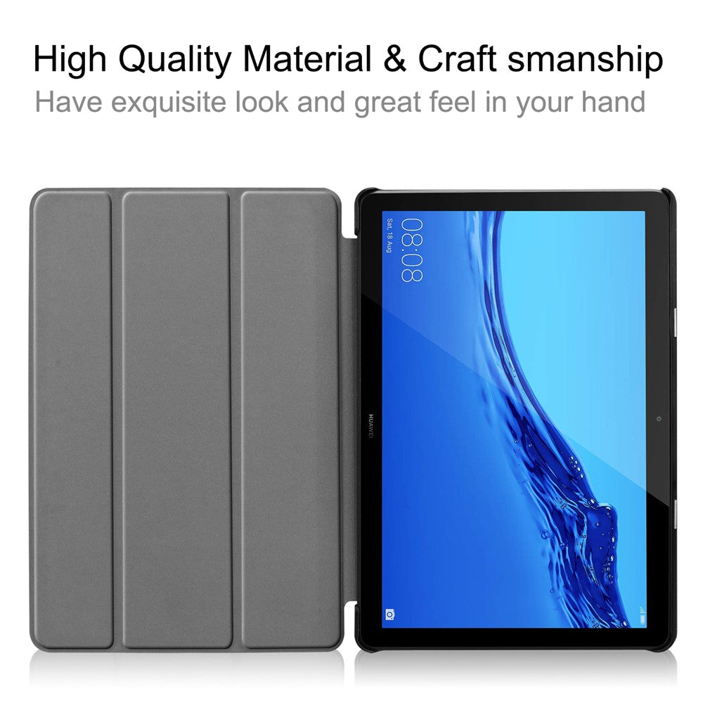 For Huawei Mediapad T5 Cover Trifold Stand PU Leather Tablet Case