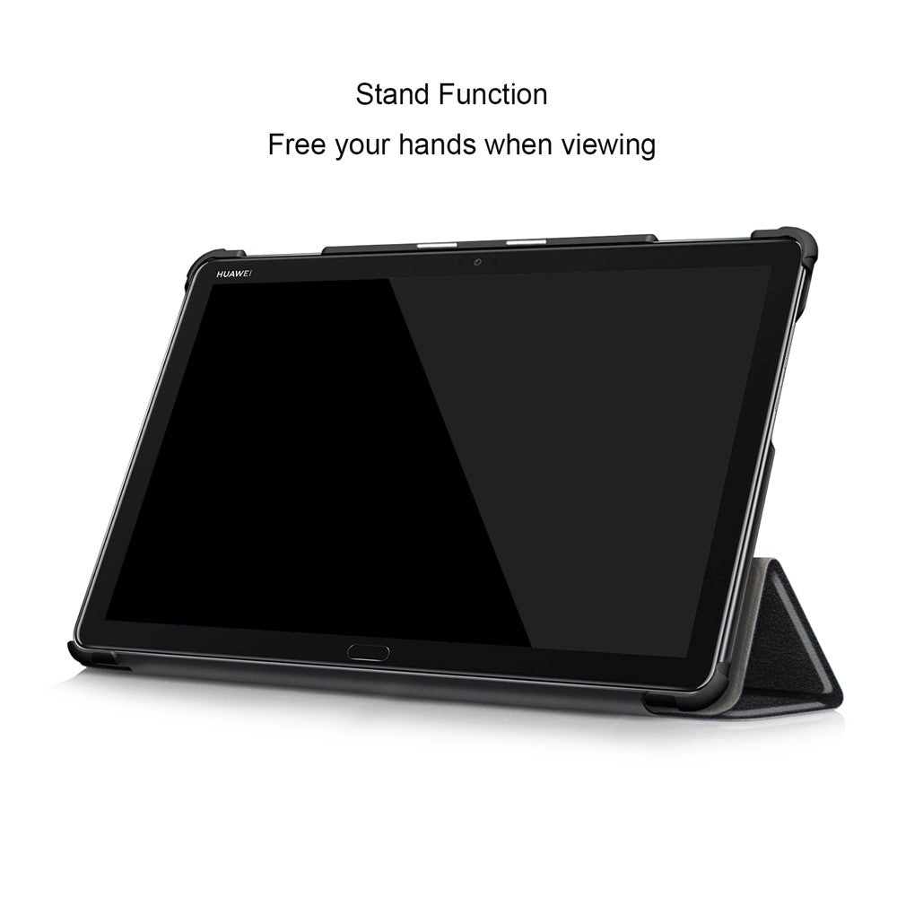 For Huawei Mediapad M5 Lite 10.1 Tri-fold Stand Auto-wake / sleep Smart Leather Case
