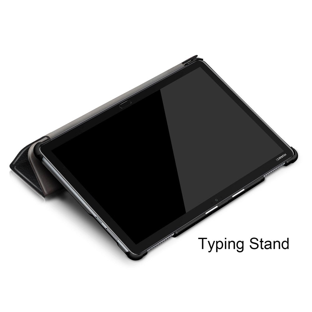 For Huawei Mediapad M5 Lite 10.1 Tri-fold Stand Auto-wake / sleep Smart Leather Case