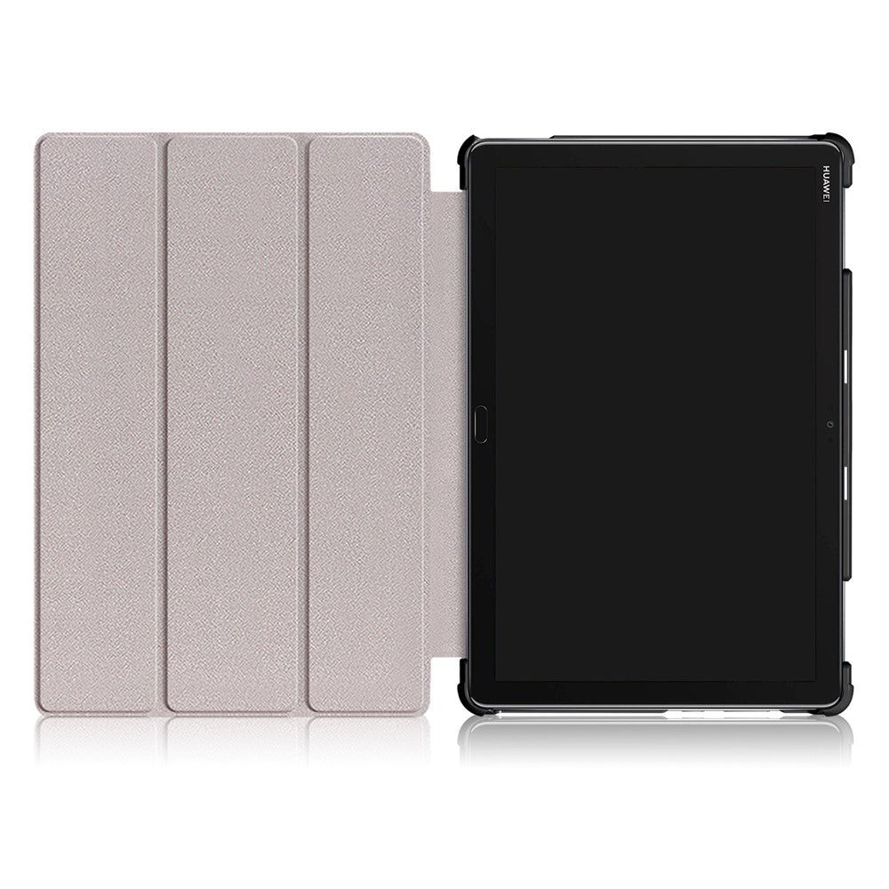For Huawei Mediapad M5 Lite 10.1 Tri-fold Stand Auto-wake / sleep Smart Leather Case