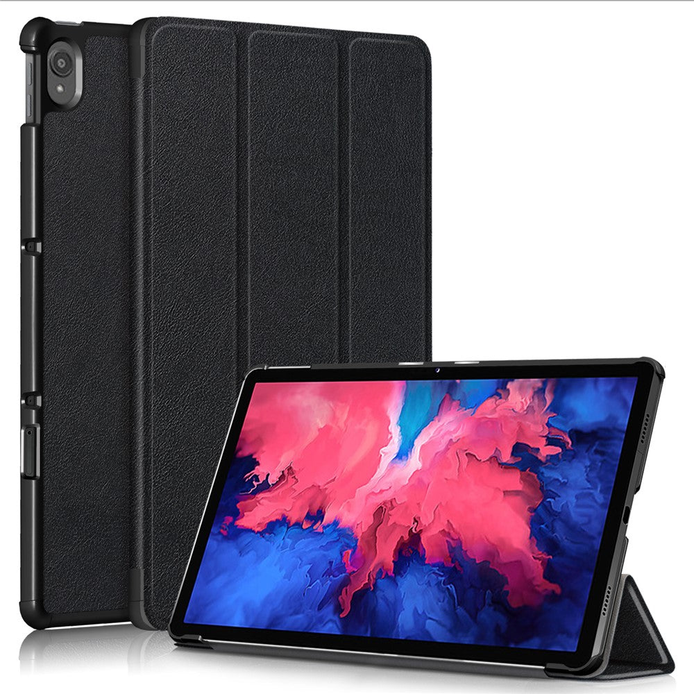 Narrow Bezel Tri-fold Auto-Sleep-and-Wake Smart Leather Stand Case with Anti-Shock Bumper for Lenovo Tab P11 TB-J606F / Tab P11 5G