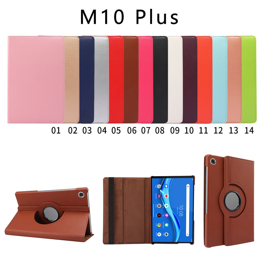 360° Swiveling Stand Design Litchi Texture Leather Case for Lenovo Tab M10 Plus