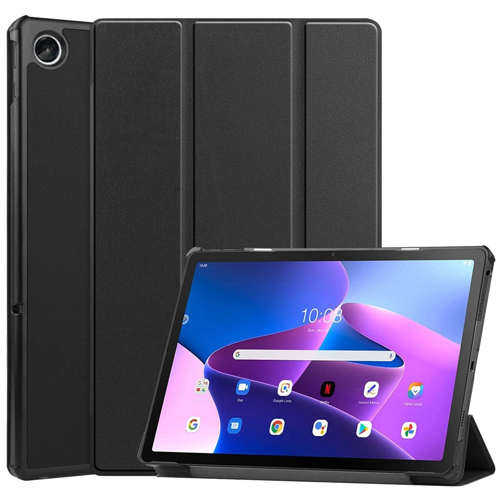For Lenovo Tab M10 Plus (3rd Gen) PU Leather Trifold Stand Case Auto Sleep / Wake Tablet Full Protection Cover