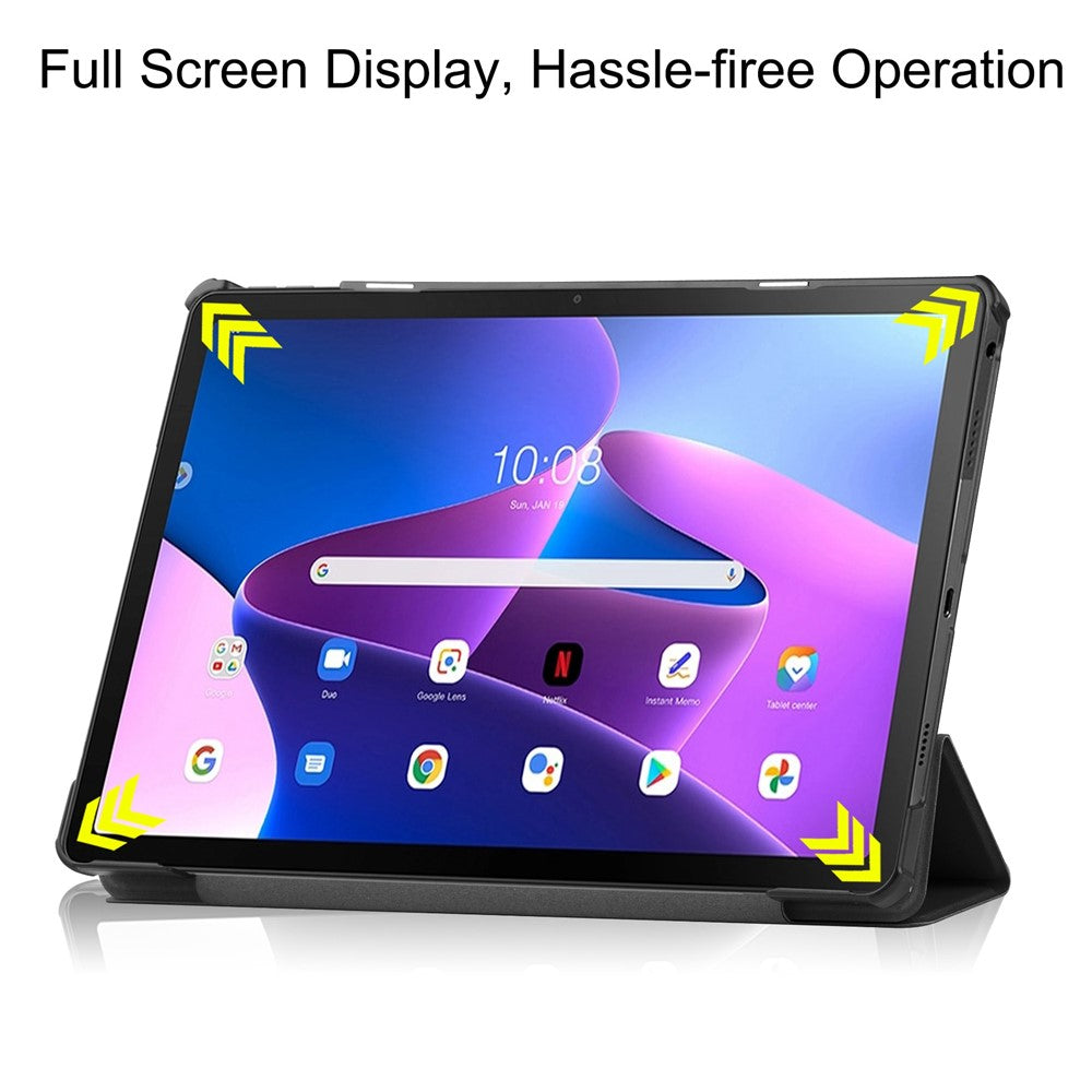For Lenovo Tab M10 Plus (3rd Gen) PU Leather Trifold Stand Case Auto Sleep / Wake Tablet Full Protection Cover