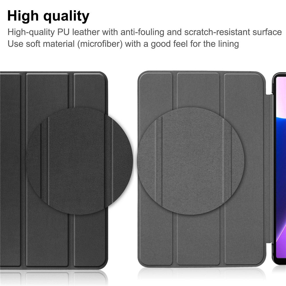 For Lenovo Tab M10 Plus (3rd Gen) PU Leather Trifold Stand Case Auto Sleep / Wake Tablet Full Protection Cover