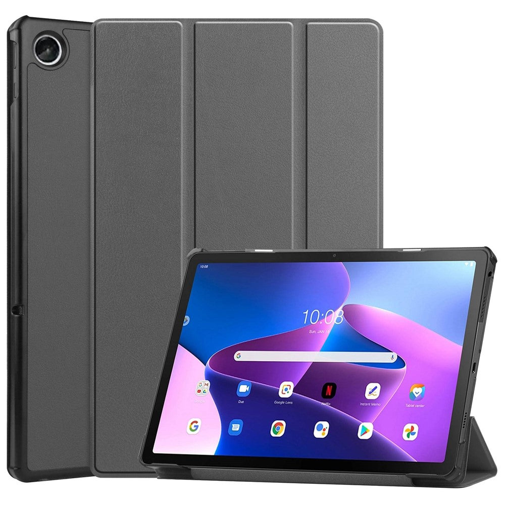 For Lenovo Tab M10 Plus (3rd Gen) PU Leather Trifold Stand Case Auto Sleep / Wake Tablet Full Protection Cover