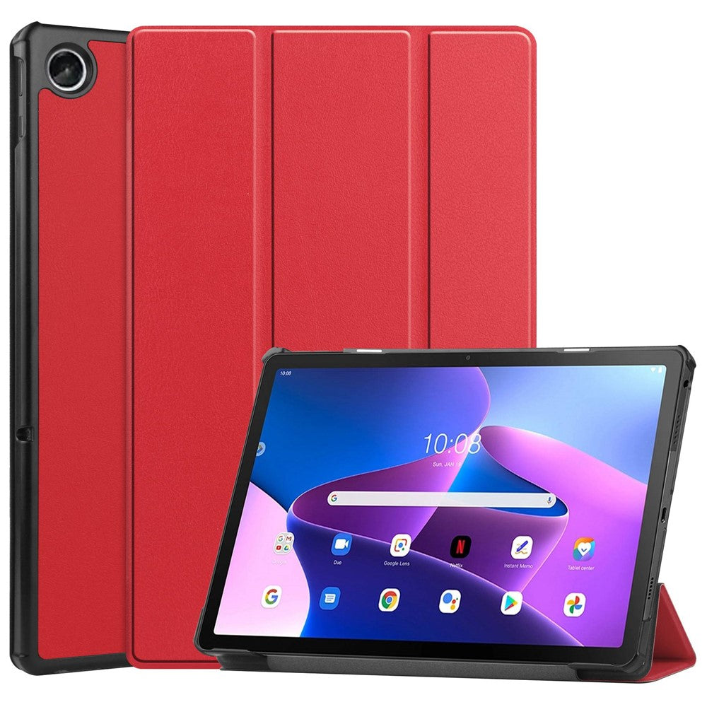 For Lenovo Tab M10 Plus (3rd Gen) PU Leather Trifold Stand Case Auto Sleep / Wake Tablet Full Protection Cover