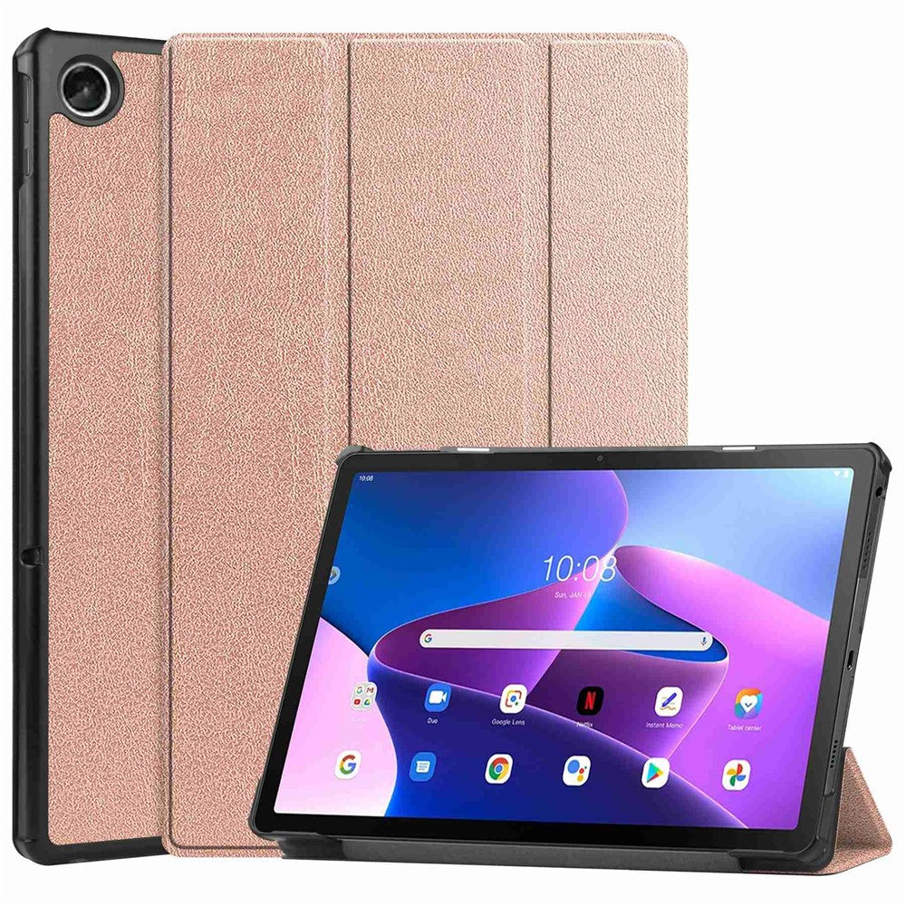 For Lenovo Tab M10 Plus (3rd Gen) PU Leather Trifold Stand Case Auto Sleep / Wake Tablet Full Protection Cover