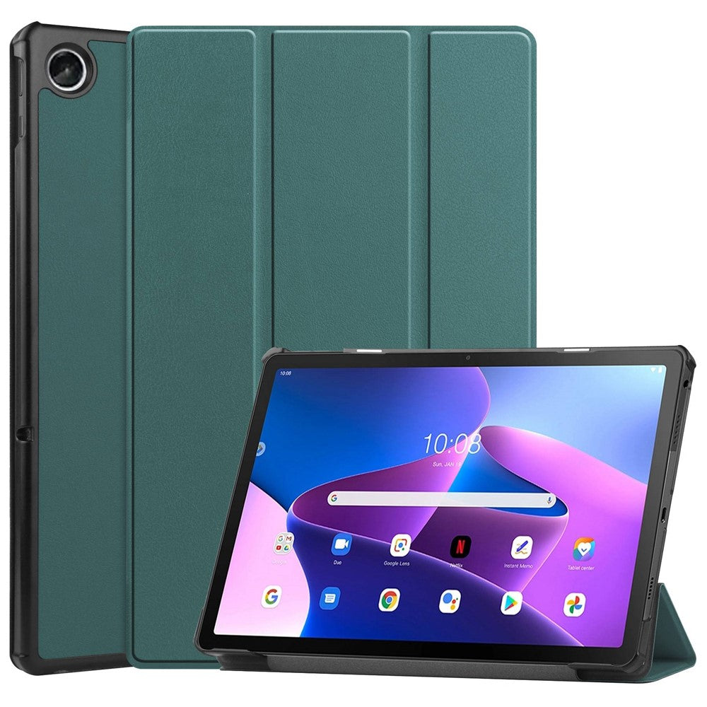 For Lenovo Tab M10 Plus (3rd Gen) PU Leather Trifold Stand Case Auto Sleep / Wake Tablet Full Protection Cover