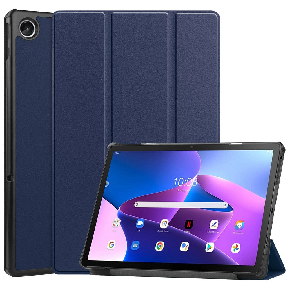For Lenovo Tab M10 Plus (3rd Gen) PU Leather Trifold Stand Case Auto Sleep / Wake Tablet Full Protection Cover