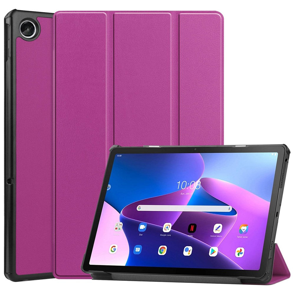 For Lenovo Tab M10 Plus (3rd Gen) PU Leather Trifold Stand Case Auto Sleep / Wake Tablet Full Protection Cover