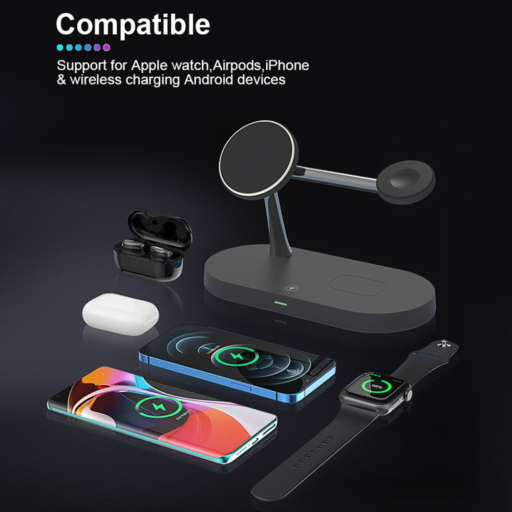T268 5 in 1 Magnetic Wireless Charger for iPhone / Apple Watch / AirPods Charging Station