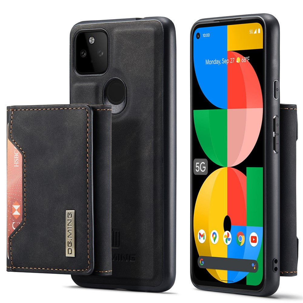 DG.MING M2 Series Front Card Slot Design Anti-Drop Magnetic Wallet Design Hybrid Case with Kickstand for Google Pixel 5a 5G