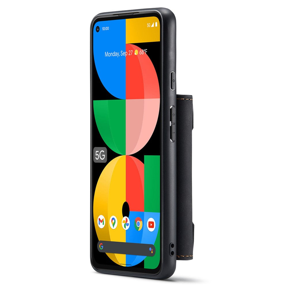 DG.MING M2 Series Front Card Slot Design Anti-Drop Magnetic Wallet Design Hybrid Case with Kickstand for Google Pixel 5a 5G