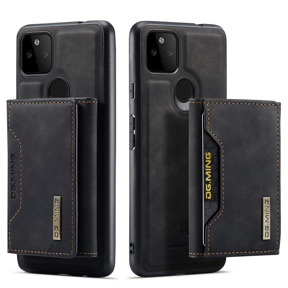 DG.MING M2 Series Front Card Slot Design Anti-Drop Magnetic Wallet Design Hybrid Case with Kickstand for Google Pixel 5a 5G