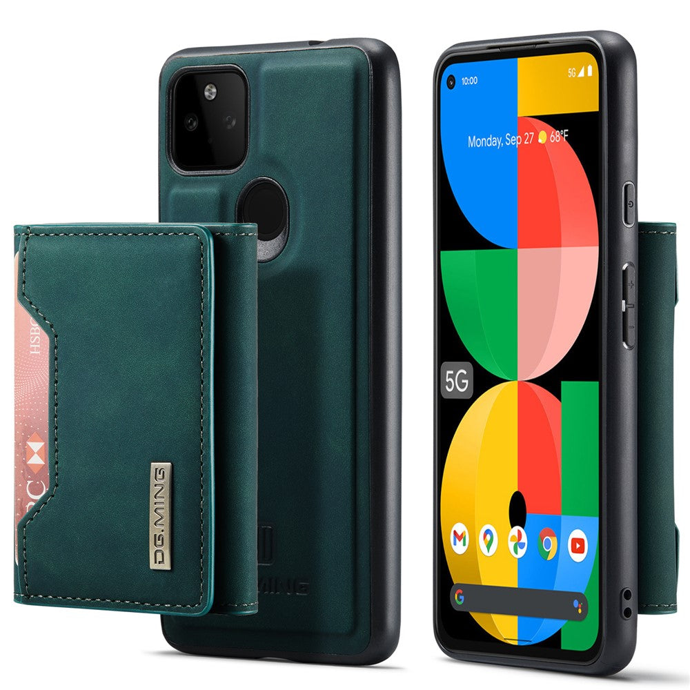 DG.MING M2 Series Front Card Slot Design Anti-Drop Magnetic Wallet Design Hybrid Case with Kickstand for Google Pixel 5a 5G