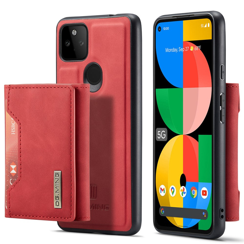 DG.MING M2 Series Front Card Slot Design Anti-Drop Magnetic Wallet Design Hybrid Case with Kickstand for Google Pixel 5a 5G