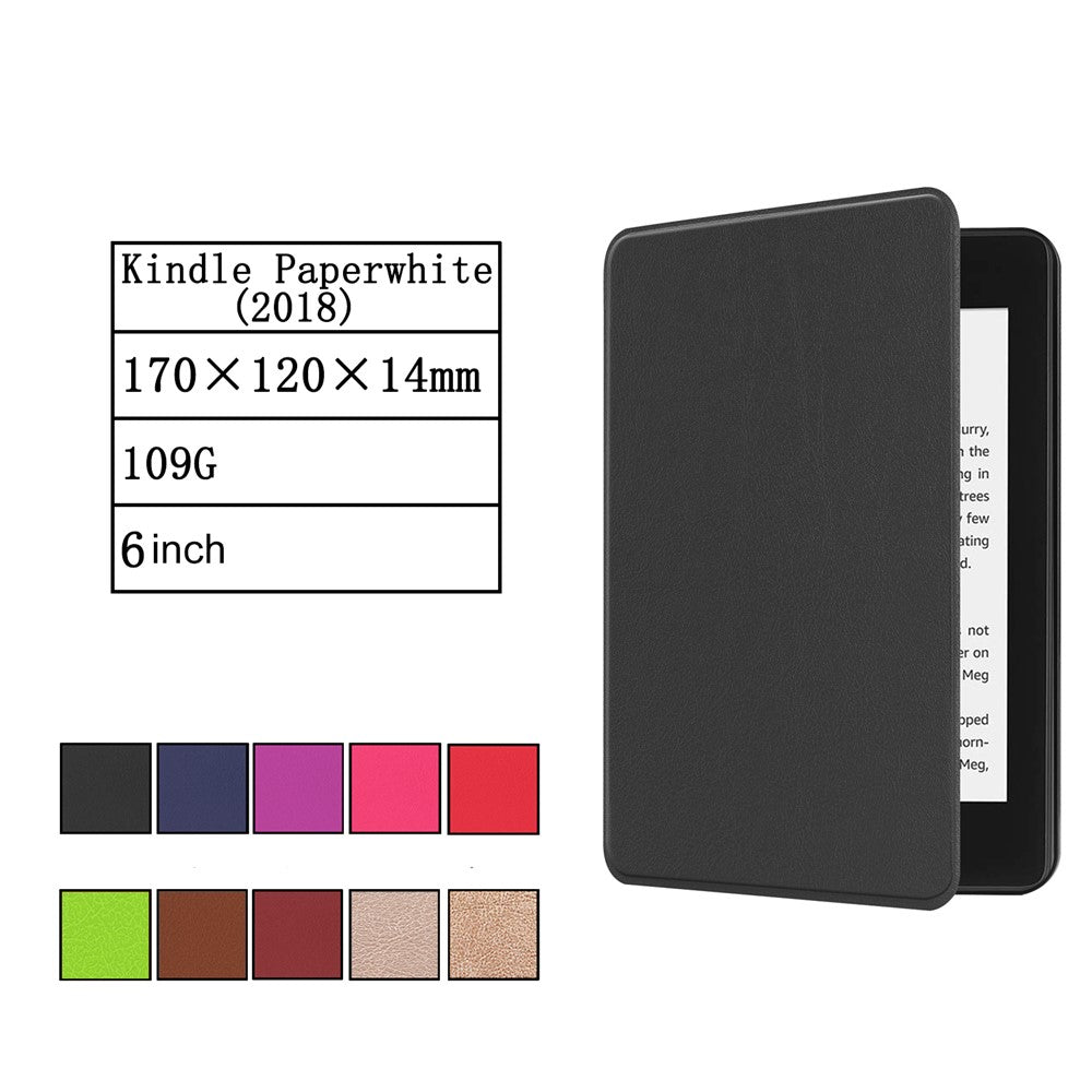 Auto-wake/sleep PU Leather Protective Case for Amazon Kindle Paperwhite 4 (2018)