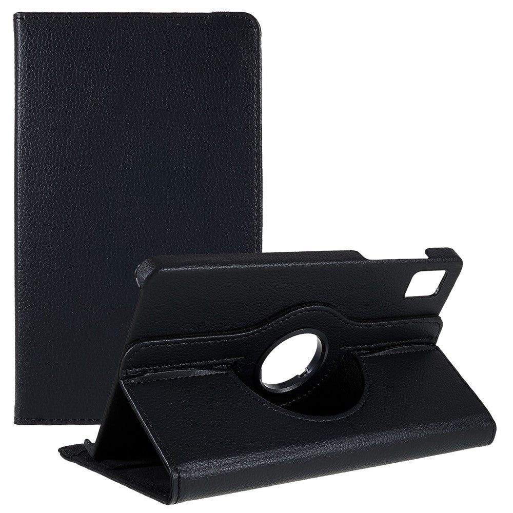 For Realme Pad Mini Wear-resistant Solid Color Leather Tablet Case 360-degree Rotating Protective Cover with Stand Support Horizontal/Vertical View