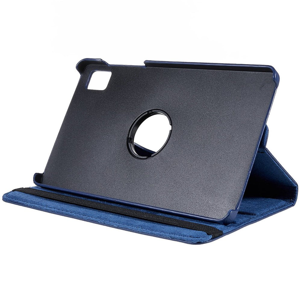 For Realme Pad Mini Wear-resistant Solid Color Leather Tablet Case 360-degree Rotating Protective Cover with Stand Support Horizontal/Vertical View