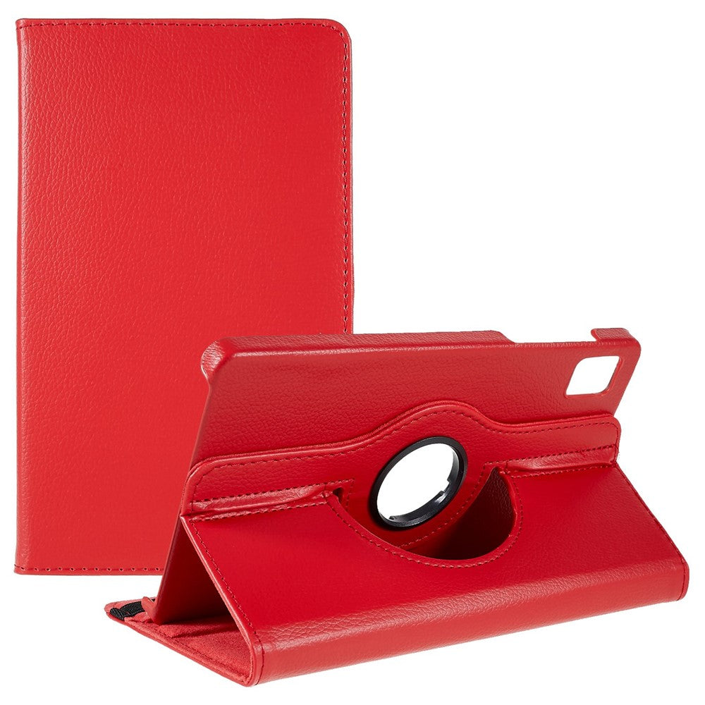 For Realme Pad Mini Wear-resistant Solid Color Leather Tablet Case 360-degree Rotating Protective Cover with Stand Support Horizontal/Vertical View