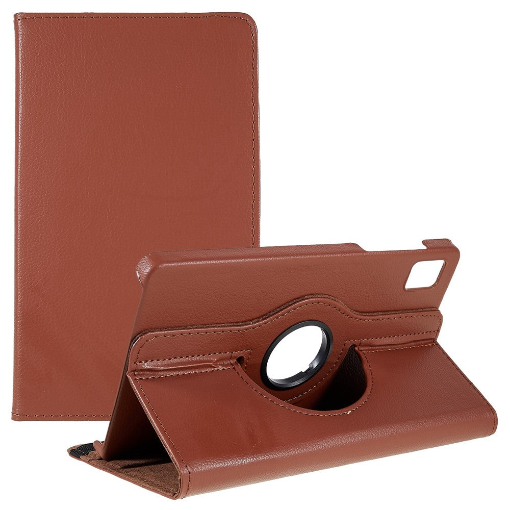 For Realme Pad Mini Wear-resistant Solid Color Leather Tablet Case 360-degree Rotating Protective Cover with Stand Support Horizontal/Vertical View